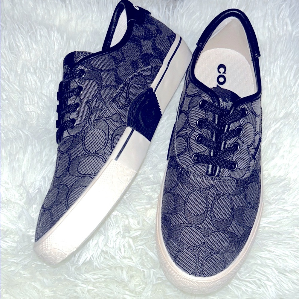 Coach Black and Tan Monogram Sneakers - Picture 11 of 13